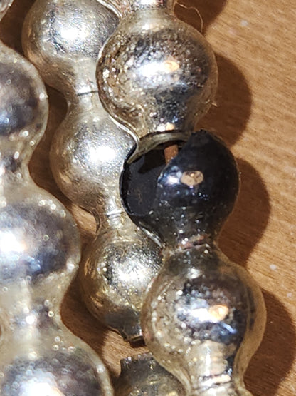 Vintage Mercury Glass Bead Picks Silver Green Beads with Spikes Stems Picks