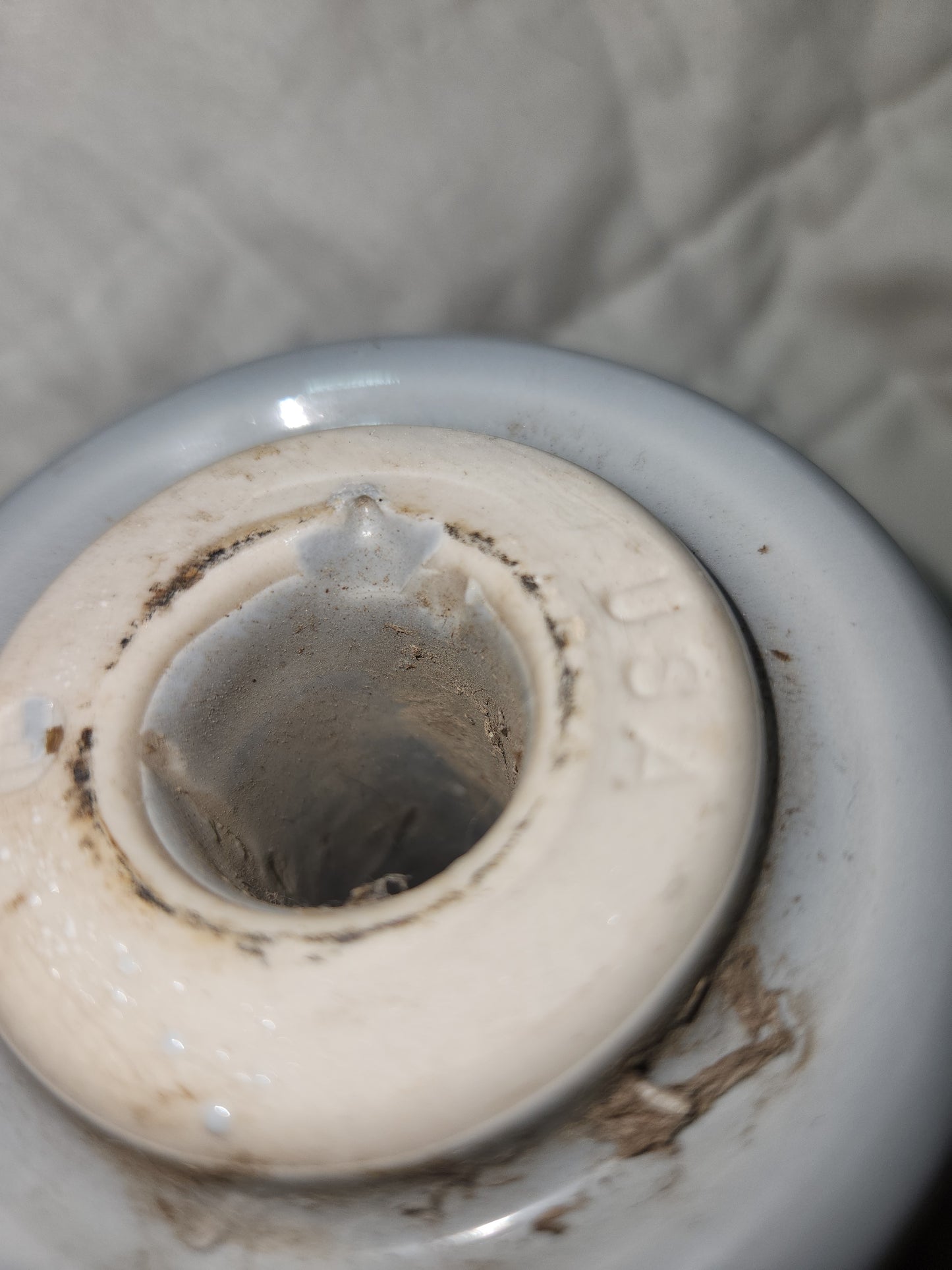 Vintage Electrical Telegraph Knob Tube Wire Insulator Grey Glazed Ceramic I345
