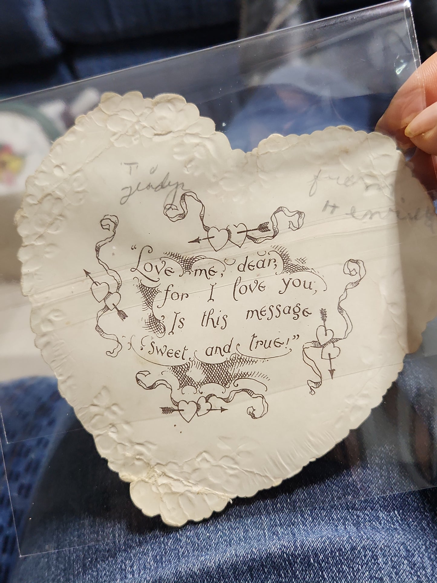 Antique 1880s Die-Cut Embossed Heart Valentine Card Child A Token of Love Poem