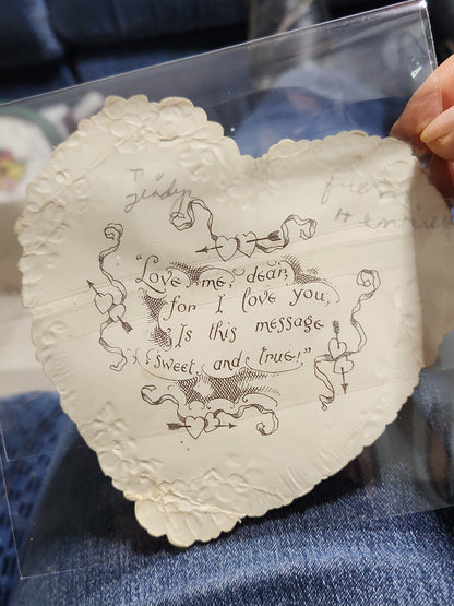 Antique 1880s Die-Cut Embossed Heart Valentine Card Child A Token of Love Poem