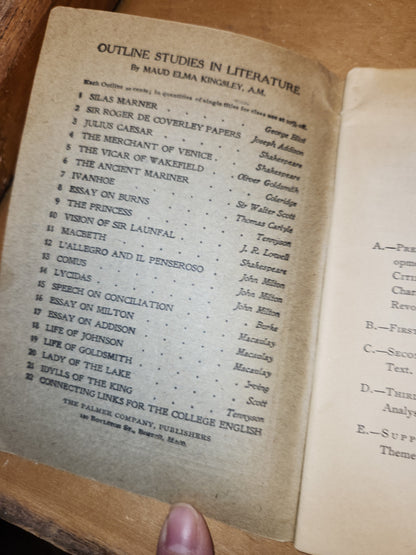 Vintage Outline Studies In Literature Maud Elma Kingkey, AM A Tale of Two Cities The Palmer Company Boston, Massachusetts  bk99