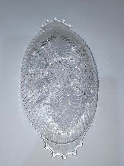 Vintage Anchor Hocking Feather and Pearl Relish Dish Depression Glass
