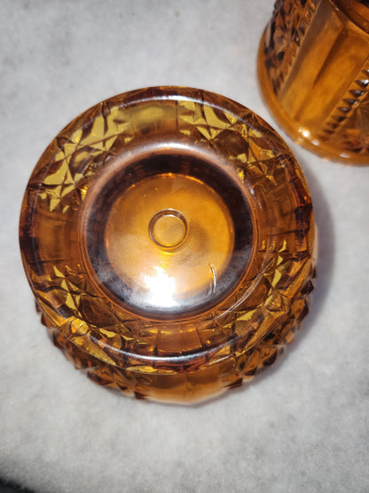Vintage Indian Glass Amber pressed glass bar and star fairy lamp fl1
