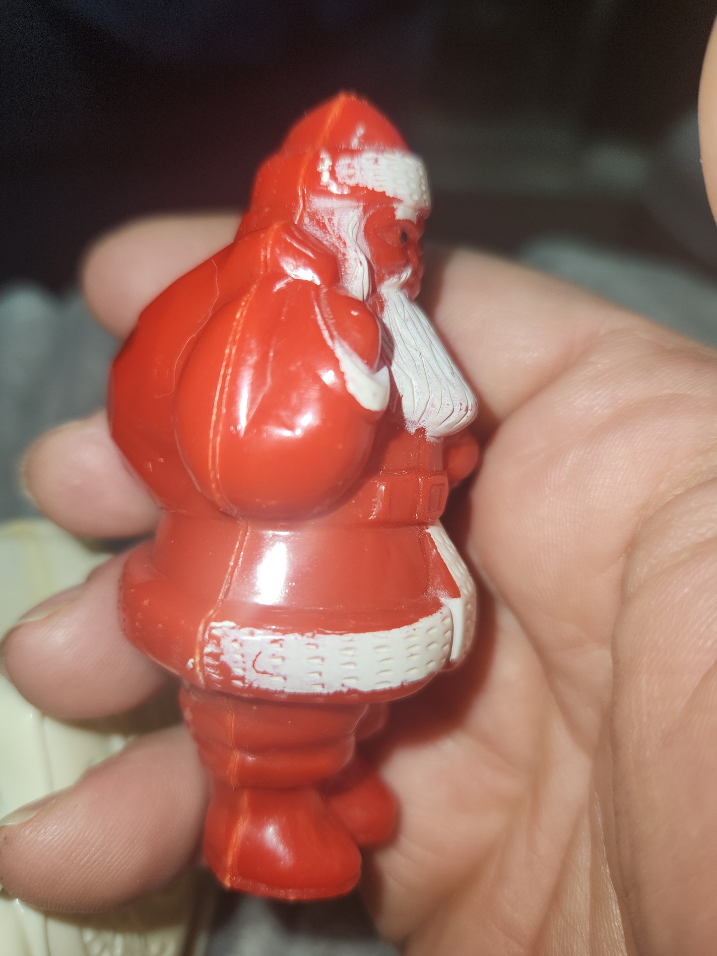 Vintage Rosbro Red Santa in Sleigh Plastic Candy Holder 1950's MCM