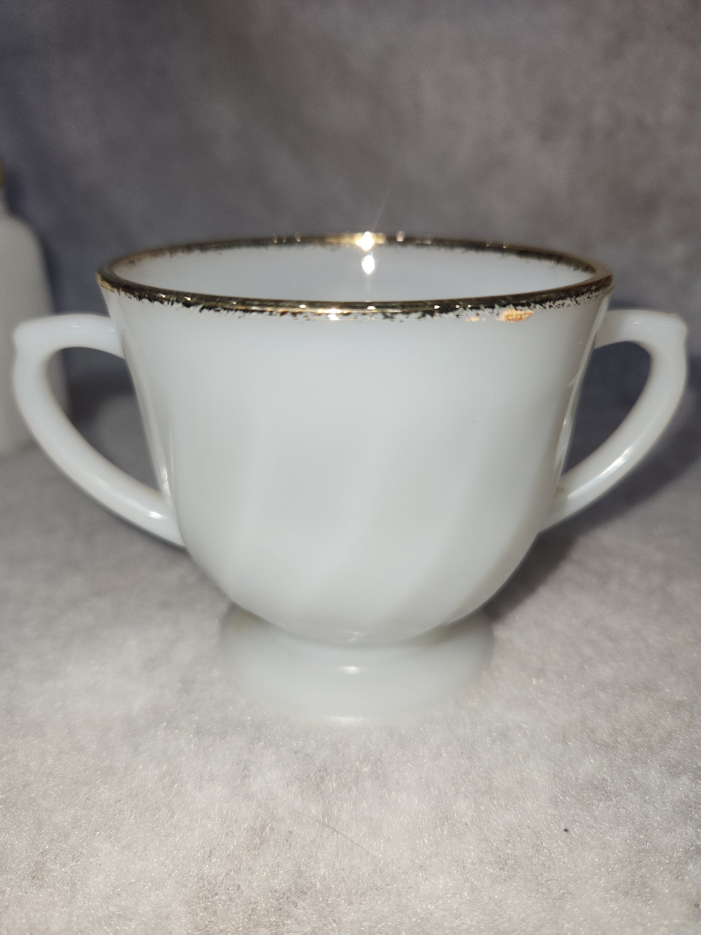 Vintage Fire King White Milk Glass Ribbed Swirl Tea Cup Oven Ware sugar bowl fk6