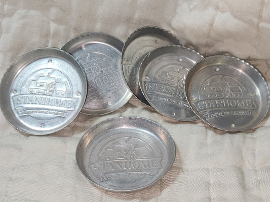 Vintage Stanhome Aluminum promotional coaster set of 6.