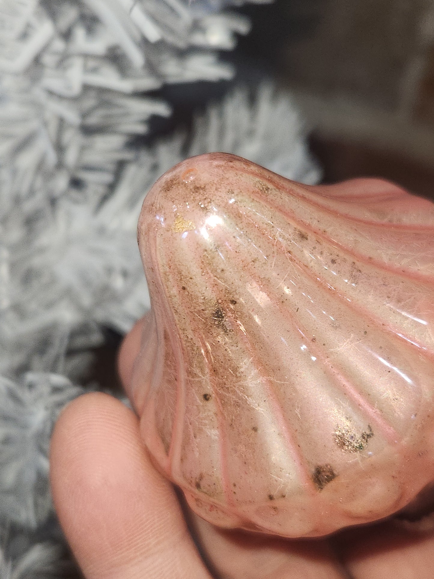 Vintage Glass Bumpy Lantern Chandelier Ornament Pink Christmas GLOWS o22