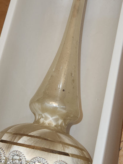 Vintage Rauch Hand Blown Mercury Glass Tree Topper White Gold Glass with Box Box tt11