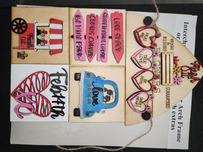 Valentine's day kit for interchangeable arch or rectangle frame. FRAME SOLD SEPARATELY