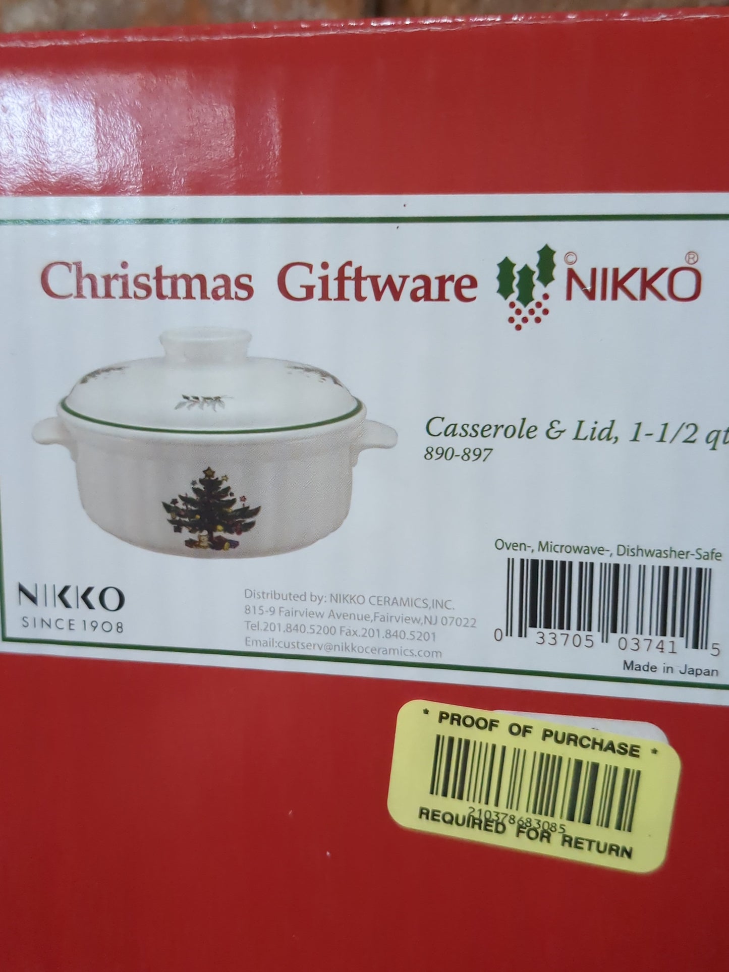 REPLACEMENT LID Nikko Happy Holidays Christmastime 1 1/2 quart casserole lid only