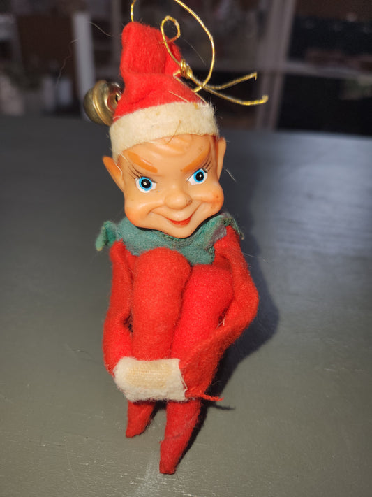 Vintage Rubber Face Knee Hugger Elf Pixie Mid Century Modern Christmas elf27