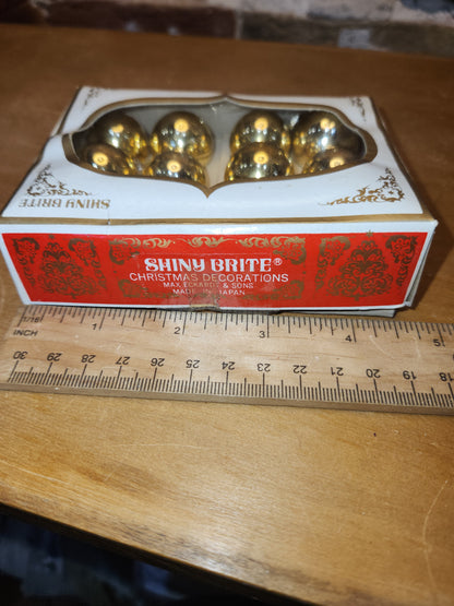 Box of Shiny Brite gold ornaments .98" 1" 25mm box of 12 bO02