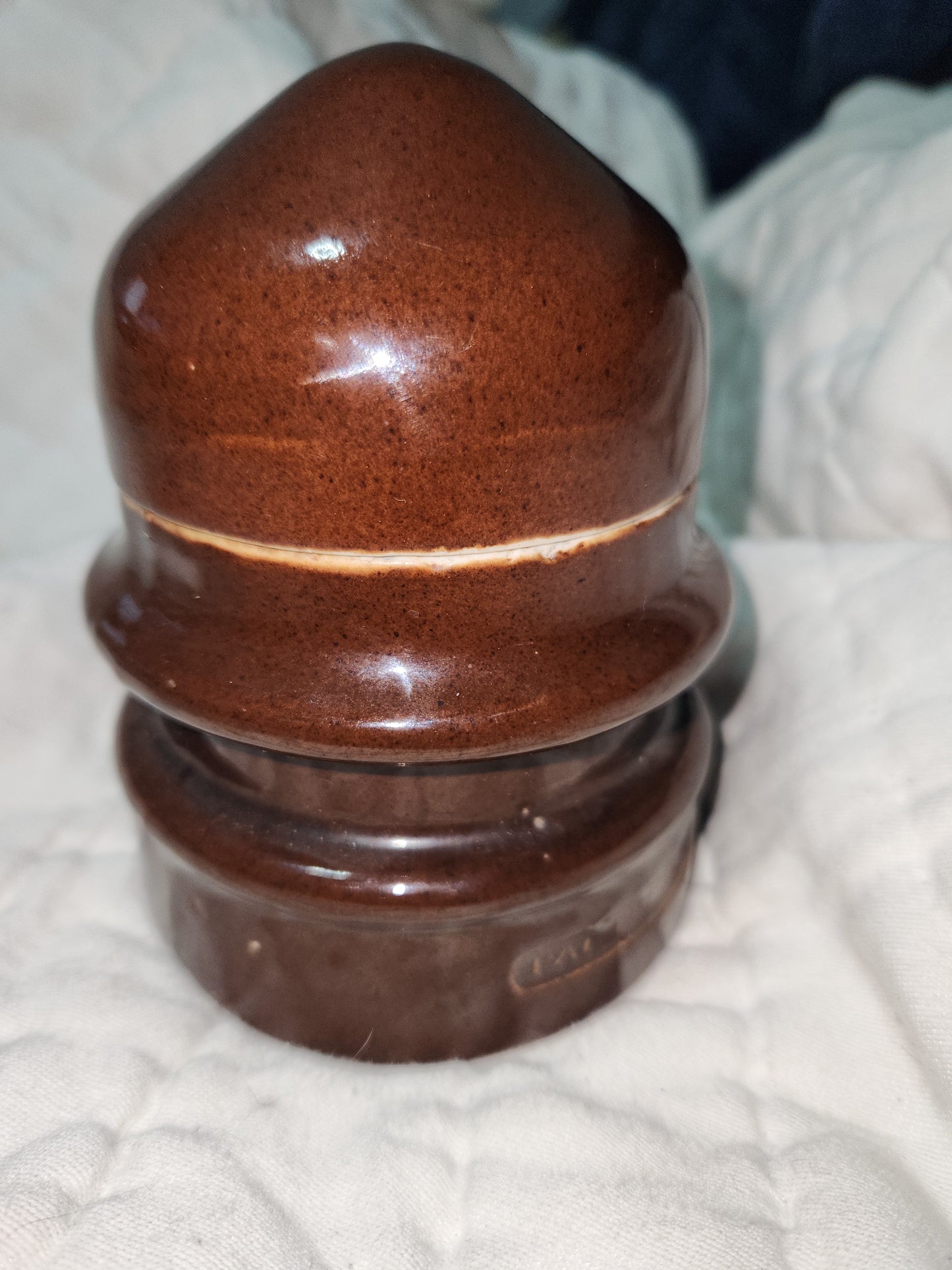 Rare vintage AL CO inc. Pat Pend brown porcelain insulator alco1