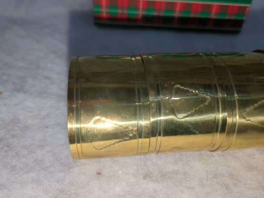 Vintage Scottish Plaid Set Of 4 Christmas Tree solid brass napkin rings br46