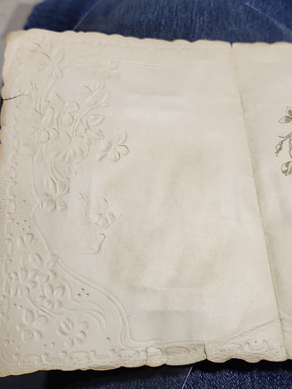 Antique Victorian Valentines Day card paper and lace