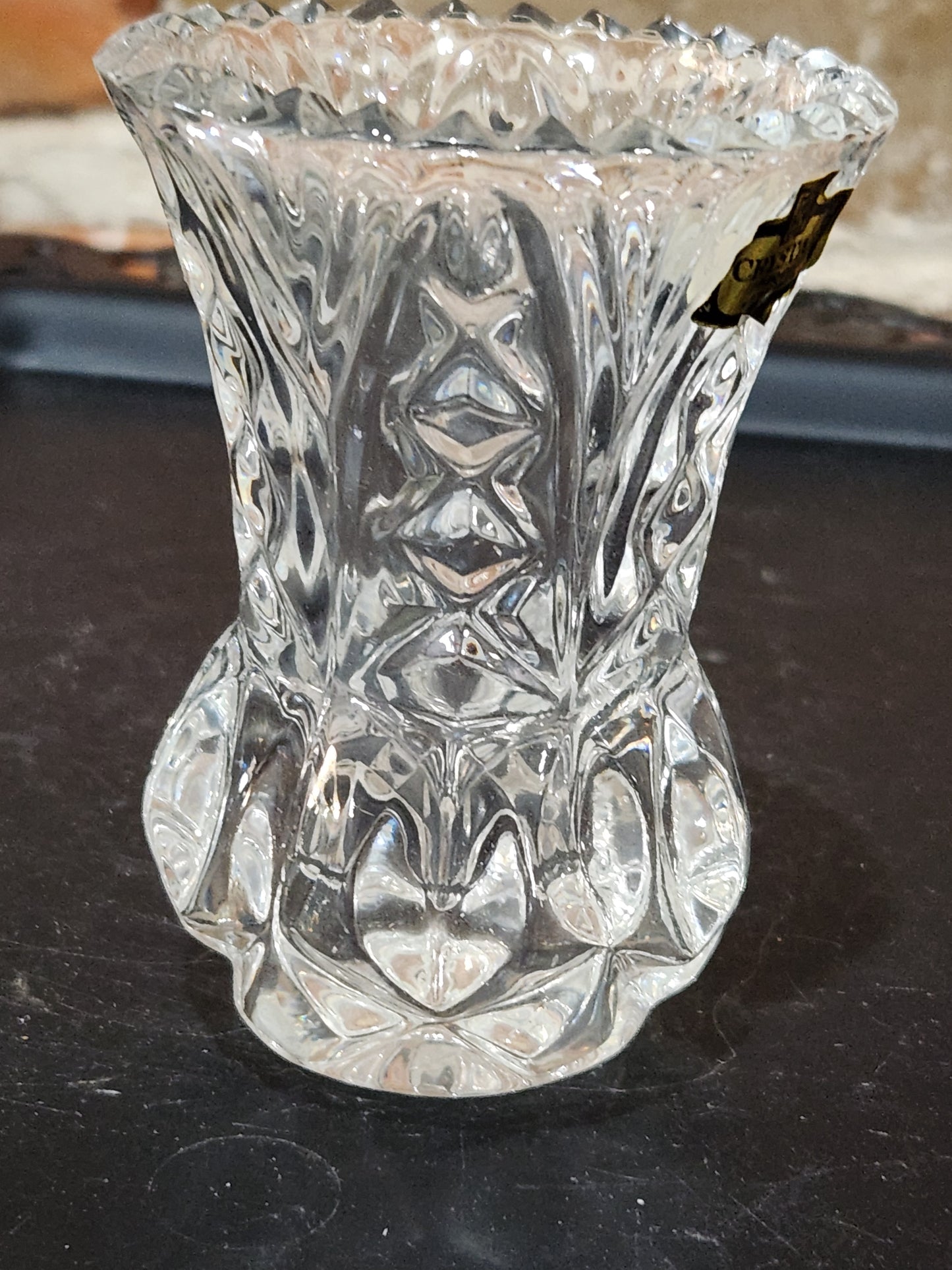 Vintage Mid Century Glass Crystal Yugoslavia Zajecar  Vase or toothpick holder vas67