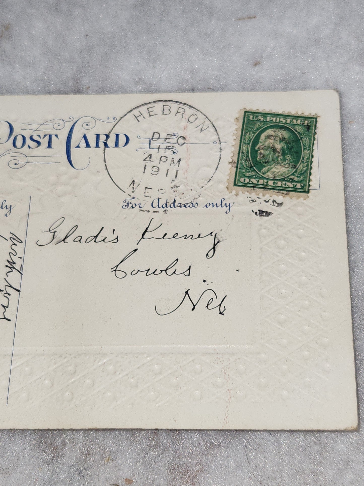 Antique Vintage Embossed Postcard A Merry Christmas postmarked 1911