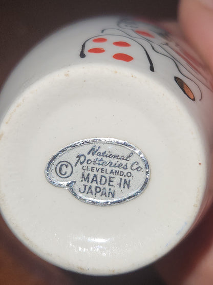 Vintage National Potteries Co. Porcelain Clown Shot Glasses set of 6 - Japan cu78
