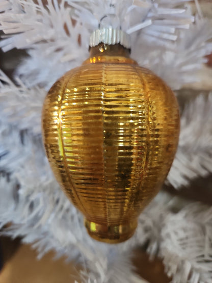 Vintage Shiny Brite Glass Chinese Lantern Ornament Gold Christmas Ornament vo30