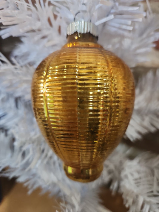 Vintage Shiny Brite Glass Chinese Lantern Ornament Gold Christmas Ornament vo30