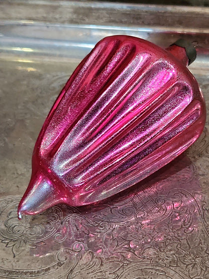 Vintage Shiny Brite Parachute Glass Ornament Hot Pink Made in USofA AS IS O1