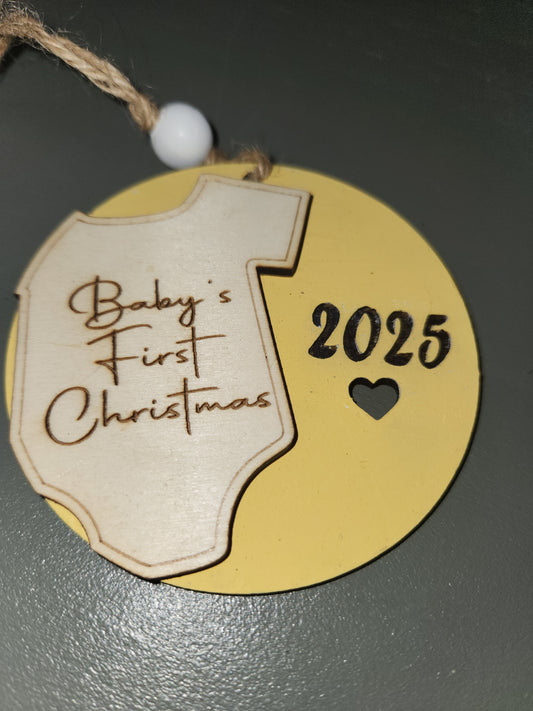 Baby's First Christmas wooden ornament 3 1/2"