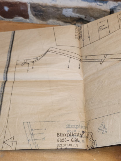 Simplicity Sewing Pattern #8628 Girls Button Front Shirt Size 7-10 UNCUT 1993 sp1
