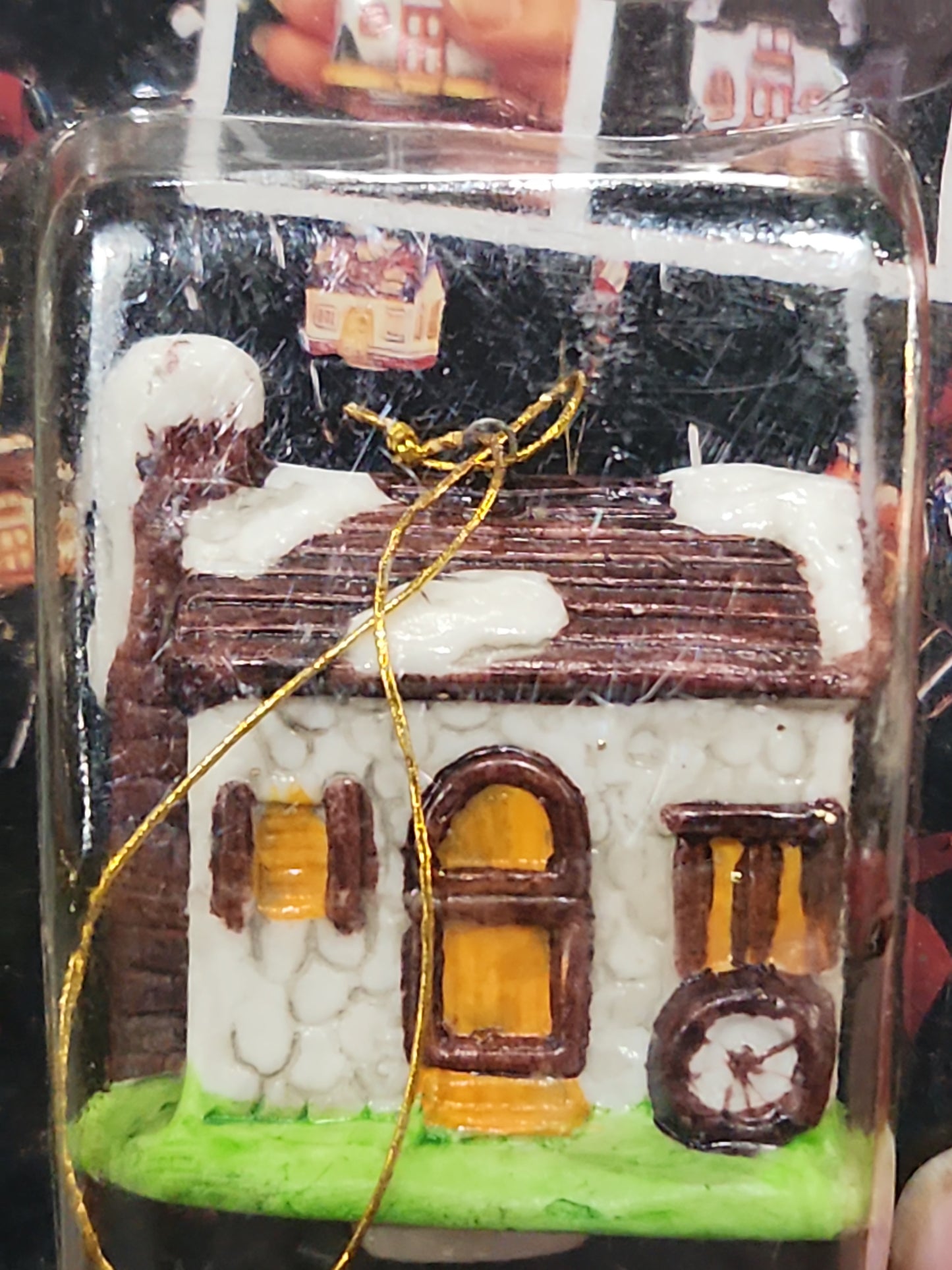 Vintage Holiday Traditions Porcelain House Christmas Ornaments set of 2 NIP and 1 NIP