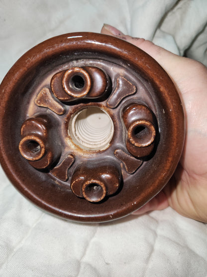 Rare vintage AL CO inc. Pat Pend brown porcelain insulator alco1