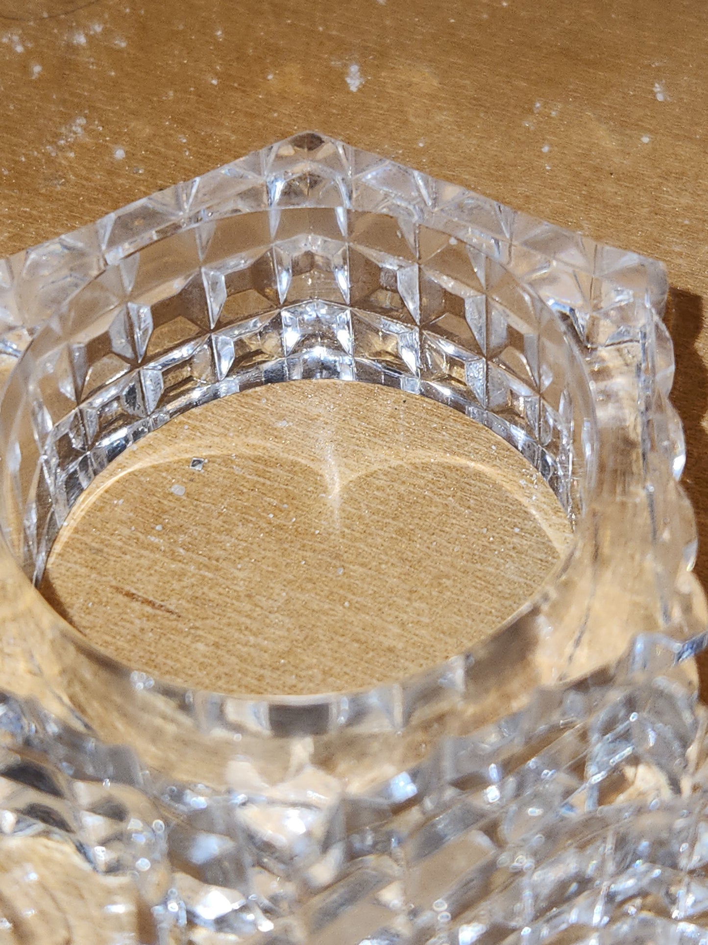Vintage Crystal Pressed Glass Napkin Holder Rings Diamond Point Design Set of 6 1970s MCM