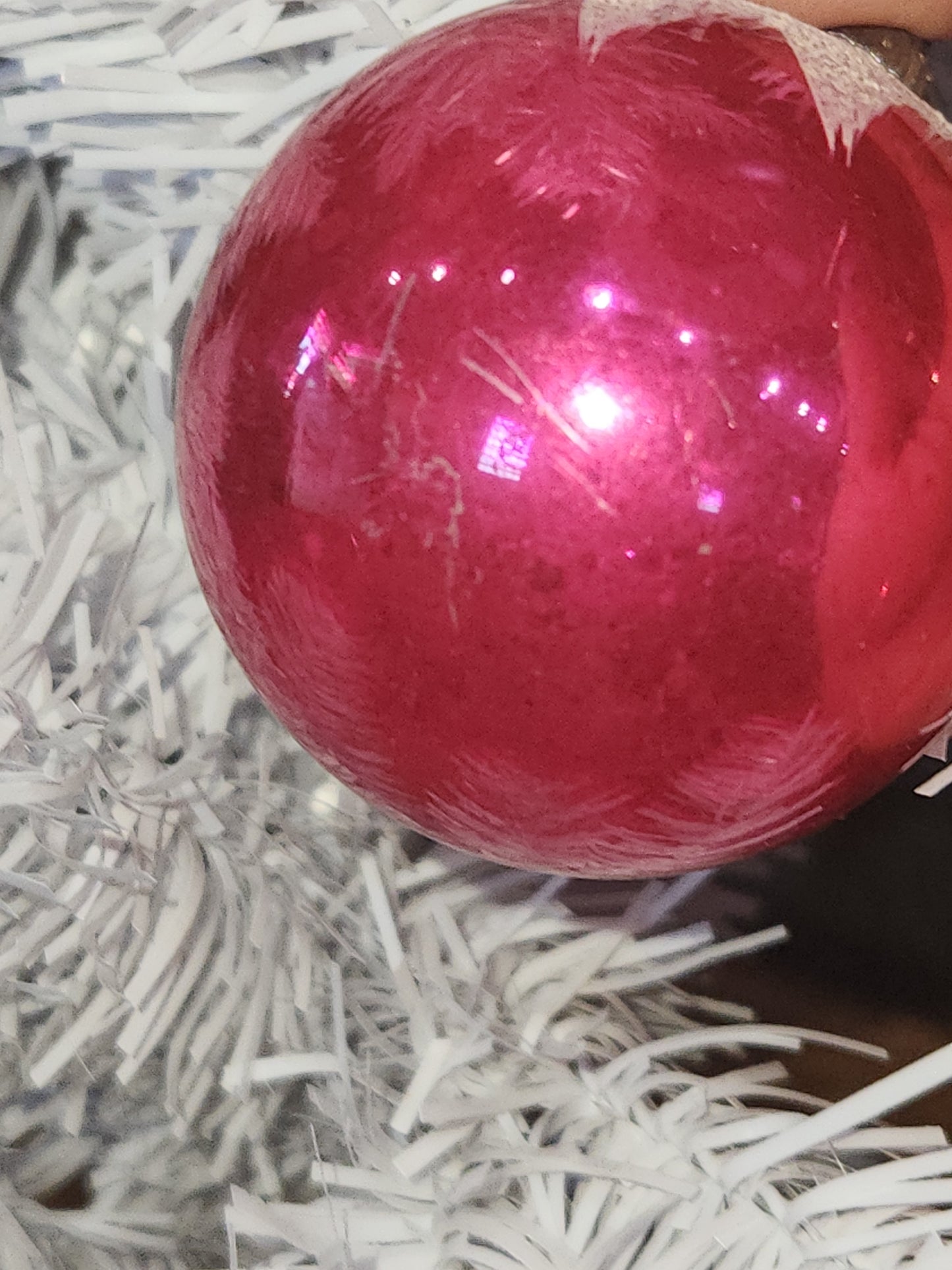 Vintage Shiny Brite Mercury Glass Snow Capped Pink Ornament Ornament sb3