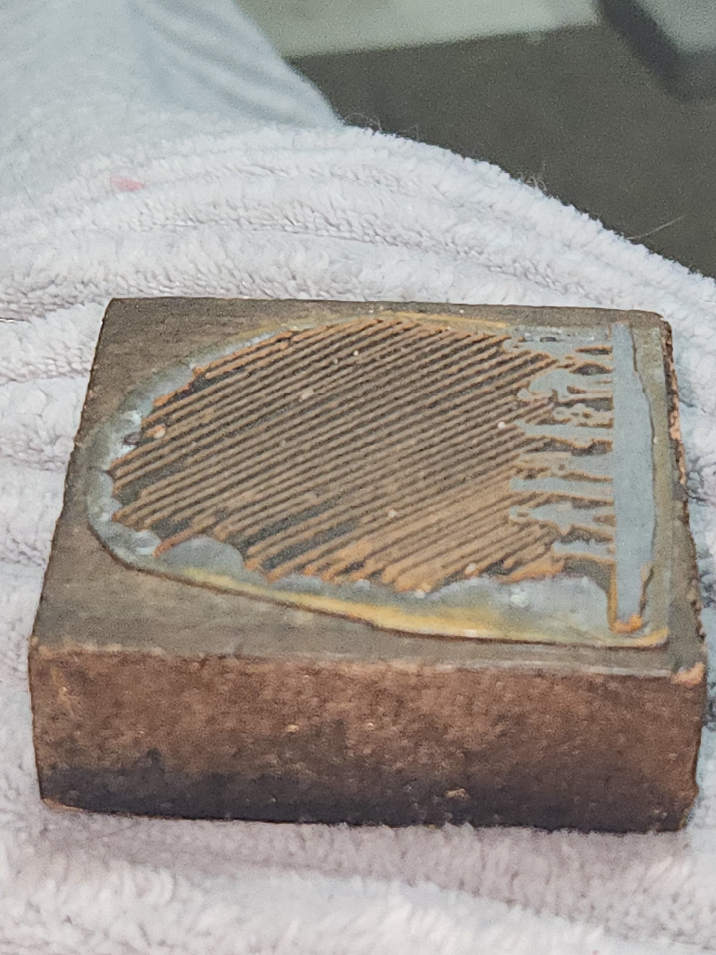 Vintage Wood Metal Newspaper Print Block Printer's Press People Walking pb2