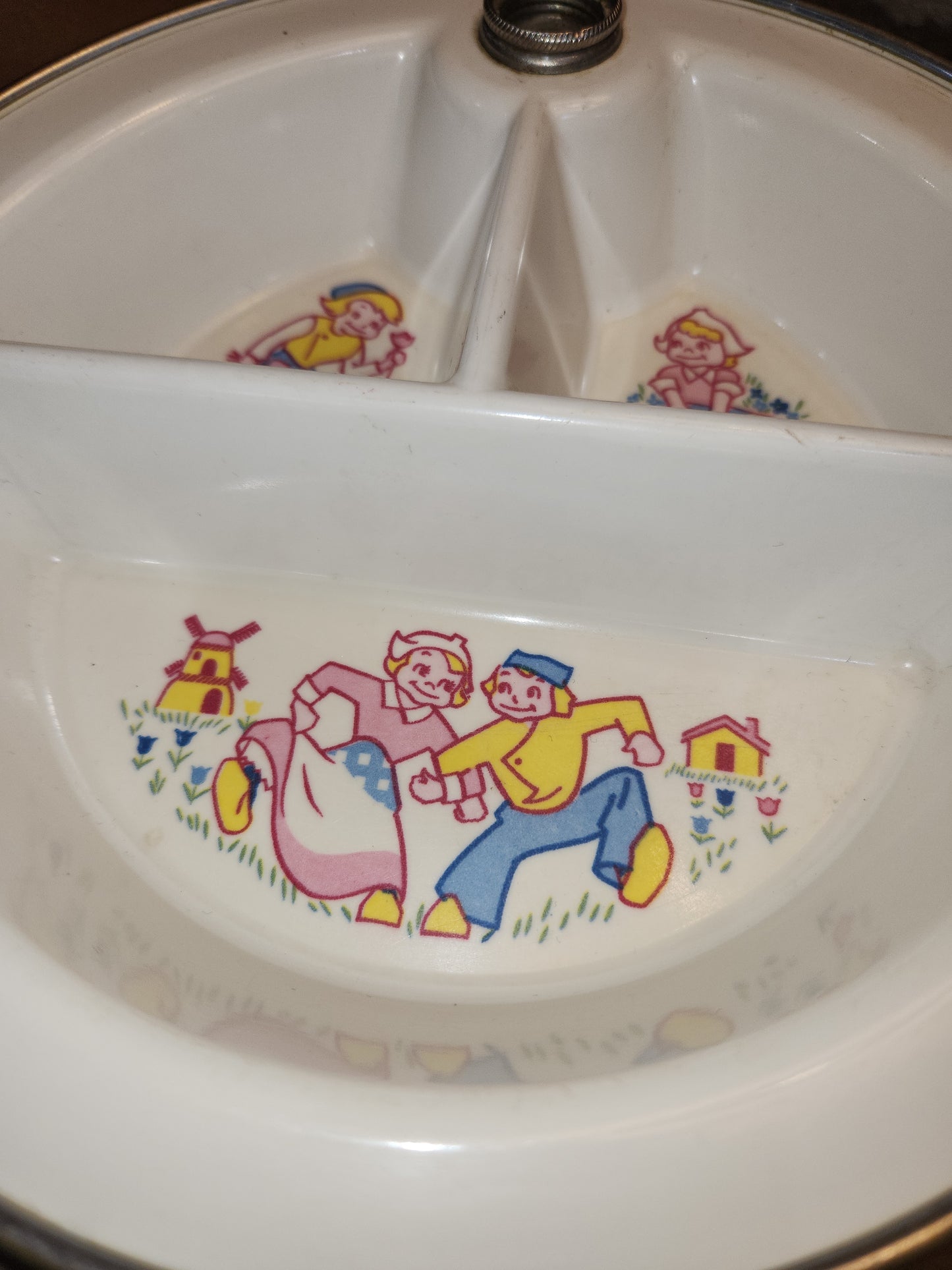 Vintage Excello Baby Food Warming Divided Dish pl54