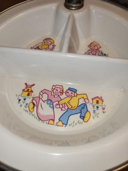 Vintage Excello Baby Food Warming Divided Dish pl54