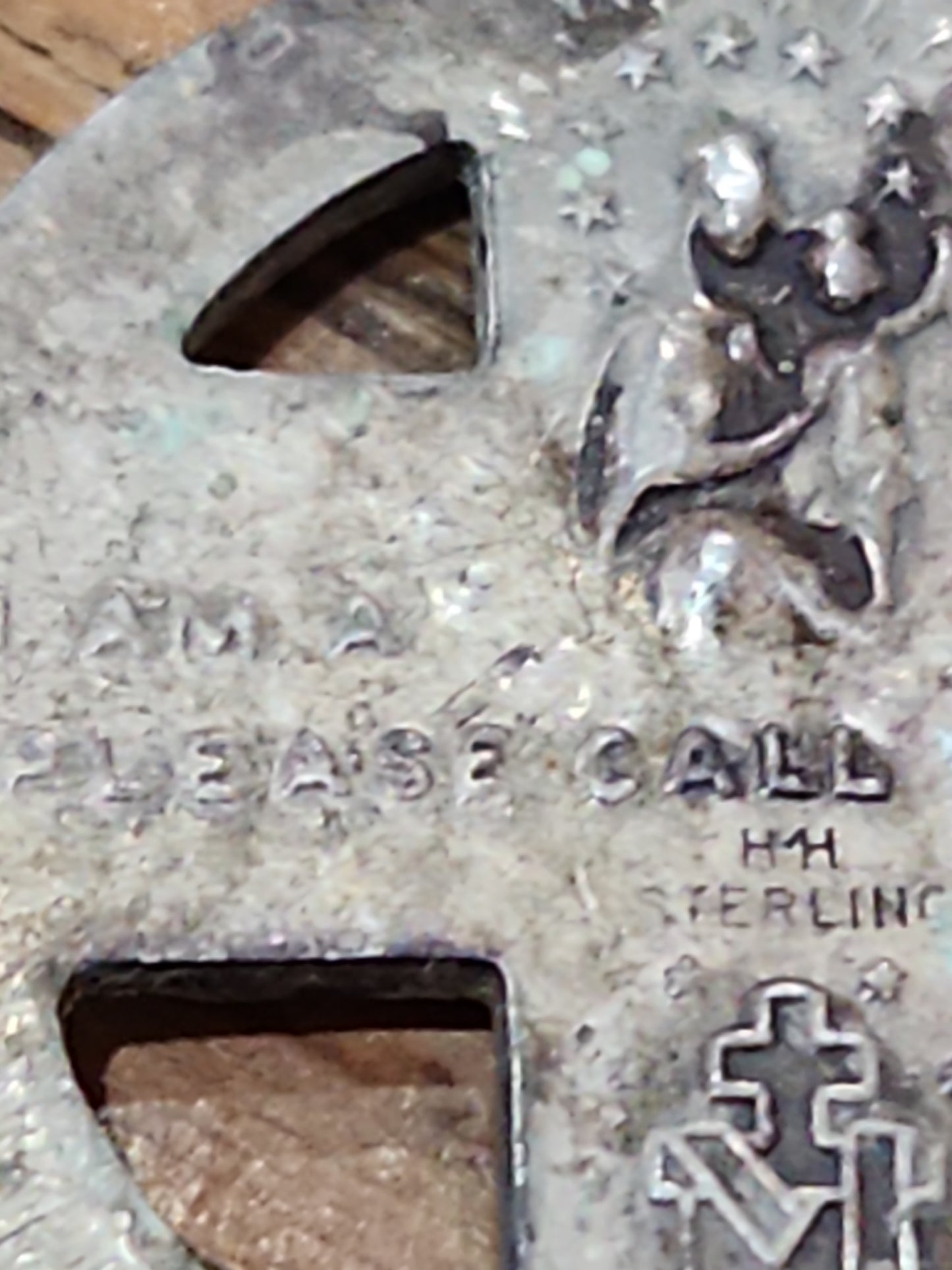 Vintage Sterling Silver Catholic 4 Way Cross Mary Jesus Medal Pendant cm71