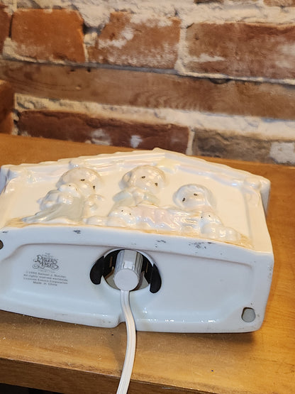 Vintage Precious Moments Porcelain Nightlight Nativity Scene with Light That Works 1992 na7