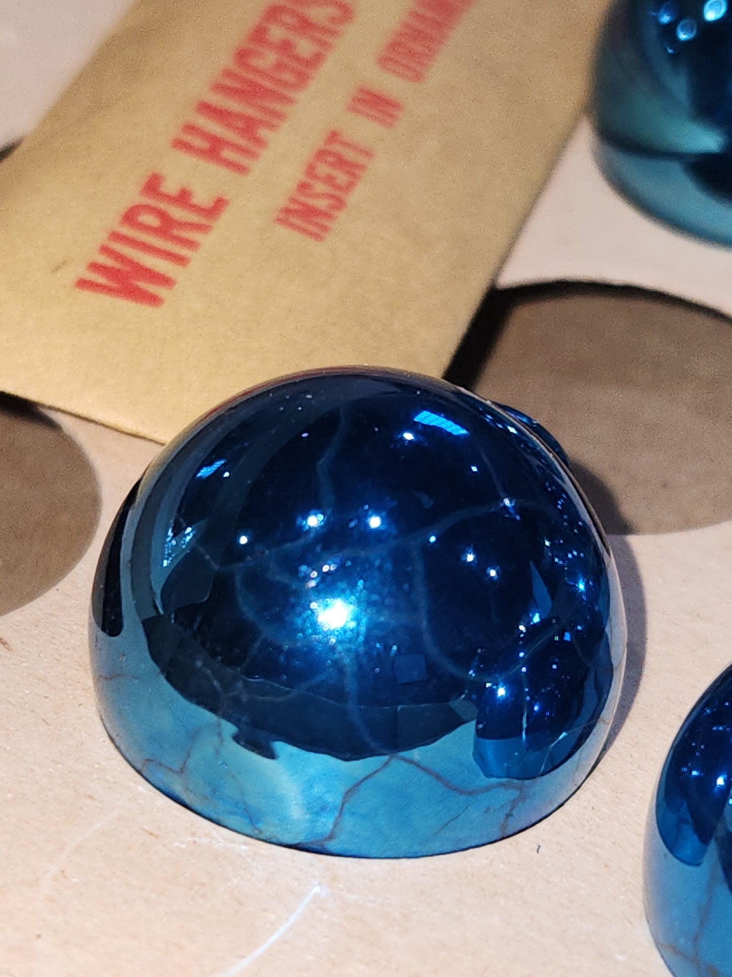 Vintage Shiny Brite Turqoise 1" Ornaments for Feather Tree PARTIAL BOX of 7. Unused bo70