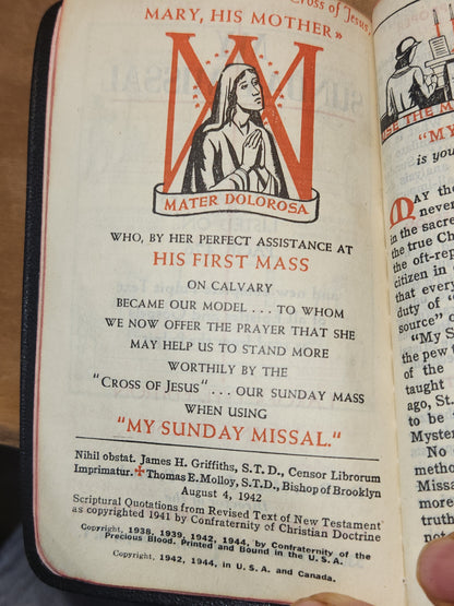 Vintage My Sunday Missal Latin to English Explained By Father Stedman 1941 Pocket Size ab88