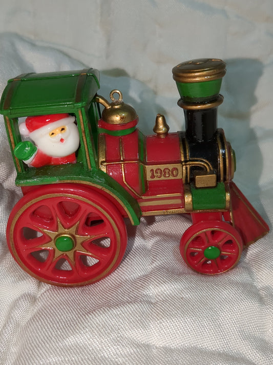 vintage Hallmark 1980 train Santa's Express Here Comes Santa #2 Santa's Travel Ornament