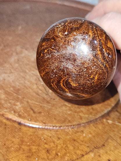 Antique Porcelain Brown Marble or Swirl Door Knobs attached to a stem kn17