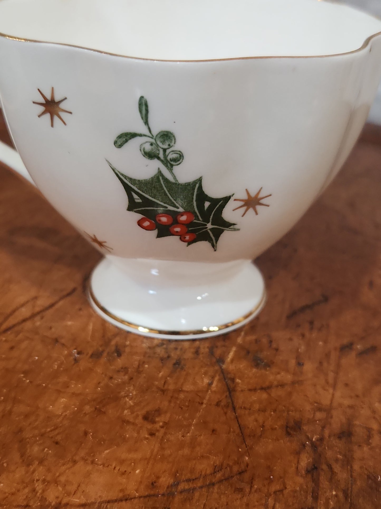 Vintage Queen Anne Noel Tea Cup Poinsettia Holly Christmas Rose replacement cup NO SAUCER