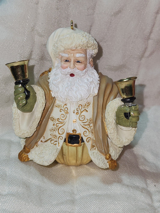 Hallmark Keepsake Ornament 2004 Jolly Old Kris Jingle Cream Gold Bell Ornament