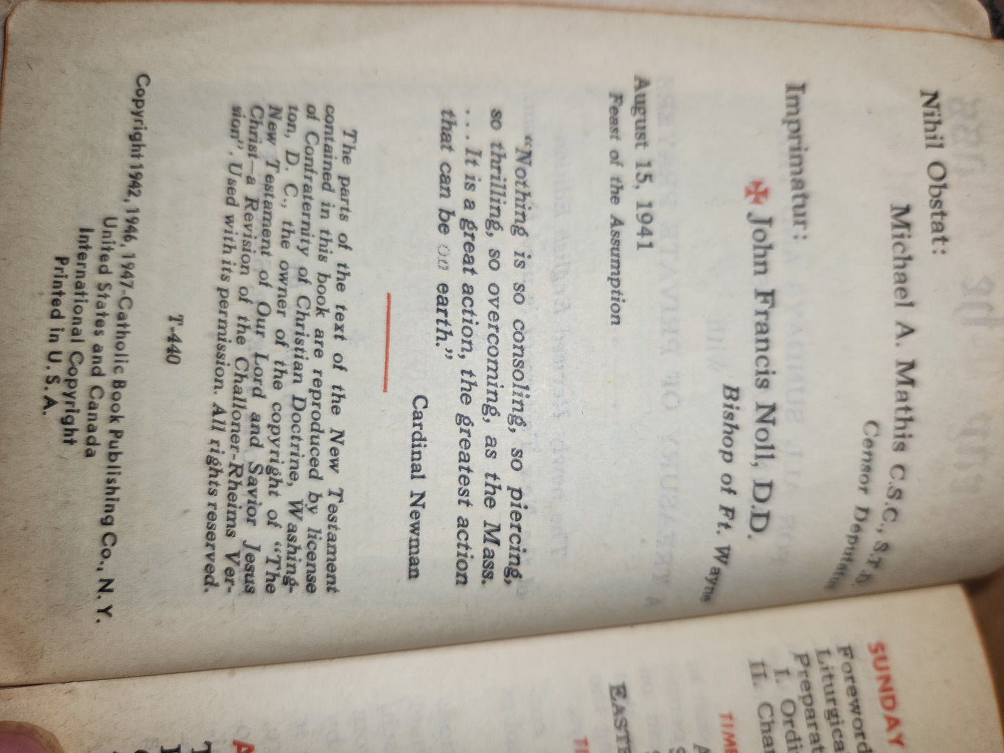 Vintage "I Pray The Mass" Sunday Missal by Father Hoever  1947 vb01