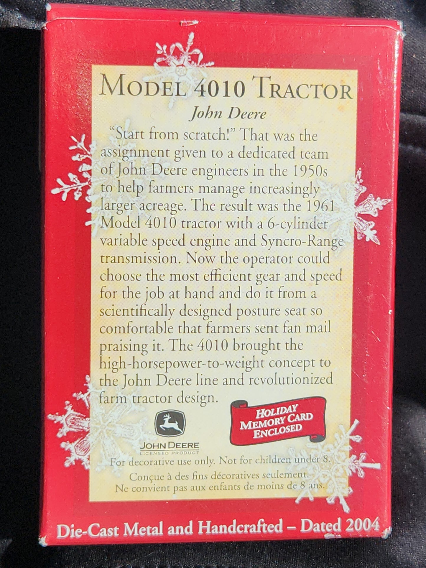 Hallmark Keepsake Ornament John Deere Model 4010 Tractor Die-Cast Metal 2004 minature
