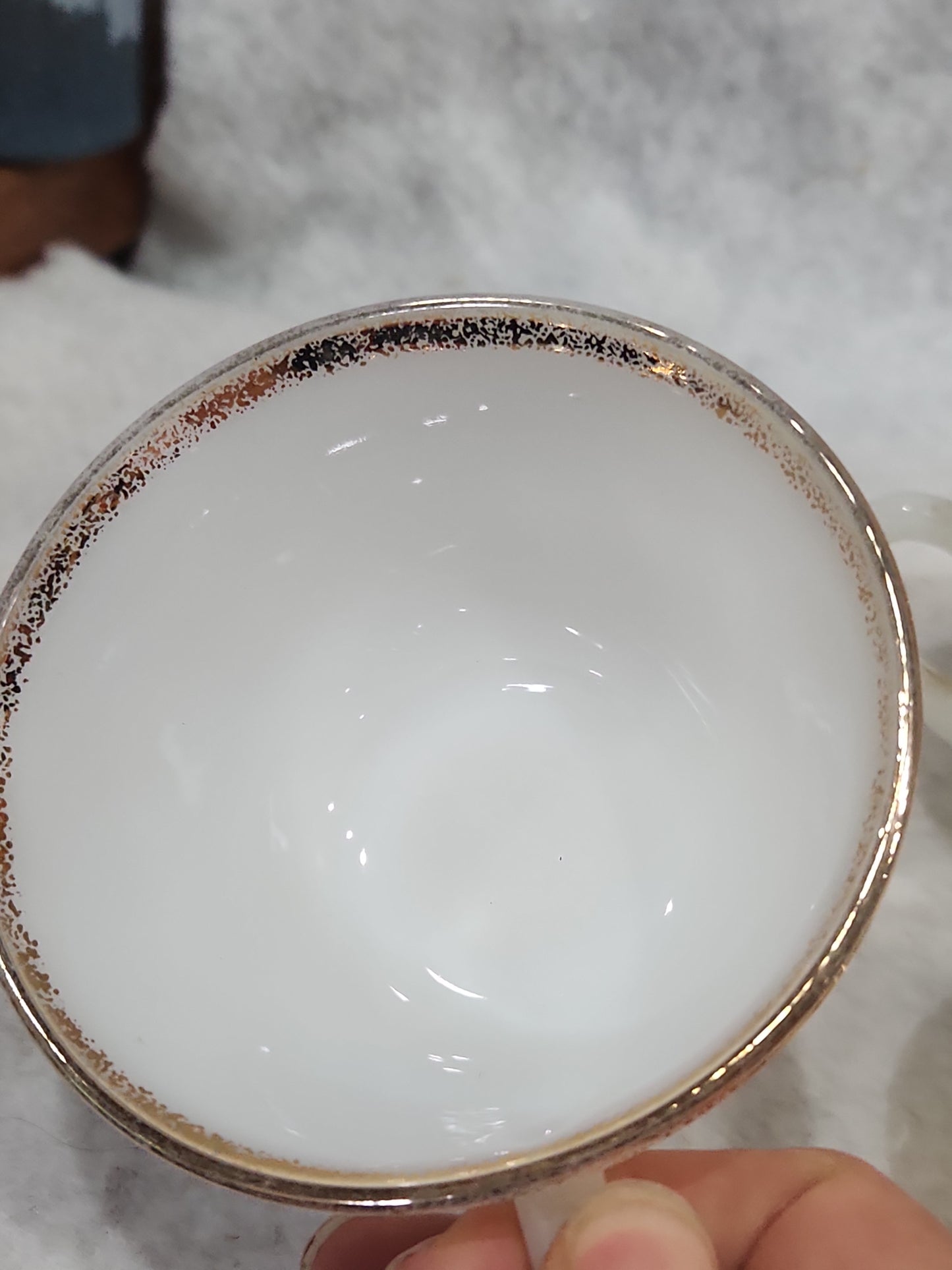 Vintage Fire King White Milk Glass Ribbed Swirl Tea Cup Oven Ware set of 5 fk4