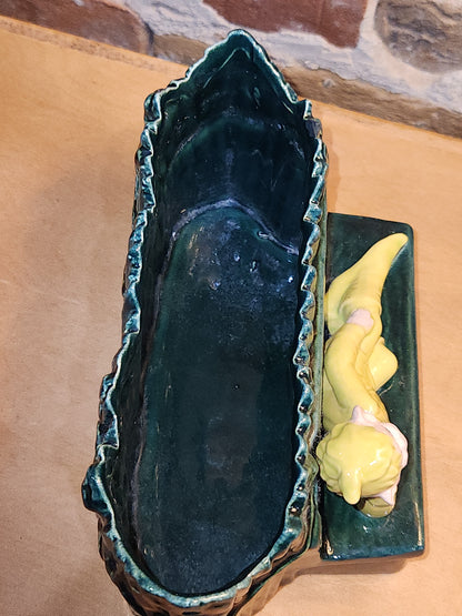 Vintage Gilner Pixie Elf on a Bench in front of a Planter elf5