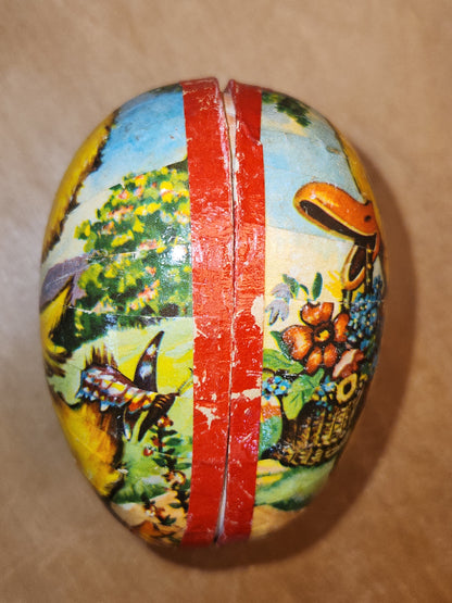 Vintage Easter Egg Candy Box Cardboard or Paper Mache Duck Flowers eg1