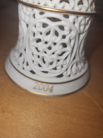 Vintage Wedgwood Christmas Ornament Bell Filigree Gold Trim