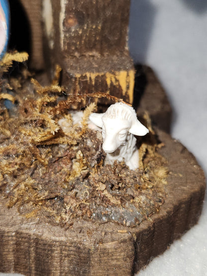 Vintage Italian Small Nativity Set. Mary, Joseph, Jesus, Sheep, Creche ns77
