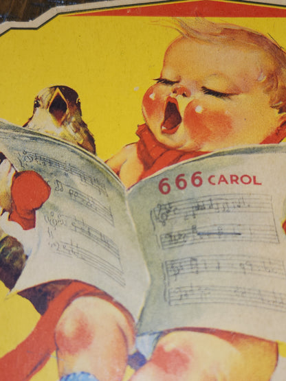 Vintage 666 Quartette Advertising Fan Medicine Liquid Salve Tablets Nose Drops Birds Baby fan12